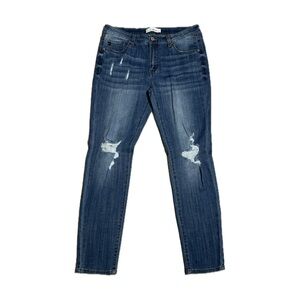 KanCan Blue Skinny Jeans with Distressed Details